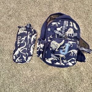 Pottery Barn Kids Blue Dinosaur Backpack and Pencil Case